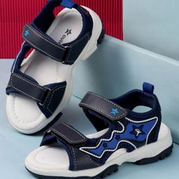 Cute Walk by Babyhug Sandals with Velcro Closure & Star Applique - Navy Blue-image-79