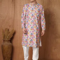 TRYBUY.IN Men Ethnic Motifs Printed Chikankari Indie Prints Kurta-picture-36