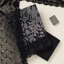 Koskii Floral Embroidered Thread Work Unstitched Dress Material-image-70