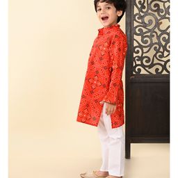 Superminis Full Sleeves Bandhani Designed Kurta With Pyjama Set - Red image 4
