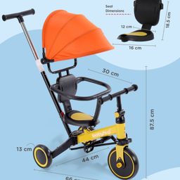 Babyhug 7 in 1 Baby Cycle Tricycle with Adjustable Parent Handle - Yellow image 3