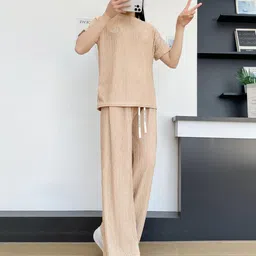 Stem Rope Women Solid Co-ord Set-image-82