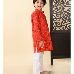 Superminis Full Sleeves Bandhani Designed Kurta With Pyjama Set - Red image 5