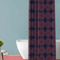 ArtzFolio Navy Blue & Brown Ethnic Motifs Printed Waterproof Shower Curtain-9