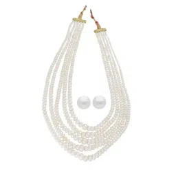 Sri Jagdamba Pearls Pearl White Alloy Necklace Set-image-54