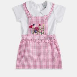 Pantaloons Baby Kids Fuchsia Pink & White Cotton Chequered Dungaree Set-image-65