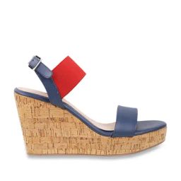 Mochi Women's Blue Ankle Strap Wedges-image-43