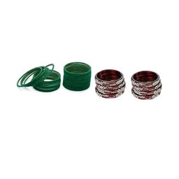 Somil Classic Combo Glass Bangles | Simple Chudi Set For Women & Girls | Daily Use & Special Occasions, Combo Of 2 Set, Green, Maroon-image-126