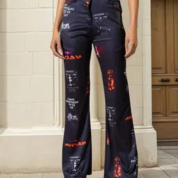 Stylecast X Hersheinbox Women Printed Flared High-Rise Trousers-image-83
