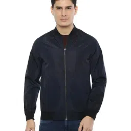 Van Heusen Navy Full Sleeves Mandarin Collar Jacket-27