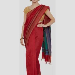 Kalakari India Red Saree With Unstitched Blouse-picture-10