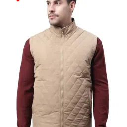 Cantabil Beige Regular Fit High Neck Reversible Jacket-image-43