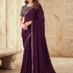Satrani Purple Woven Saree With Unstitched Blouse-image-52