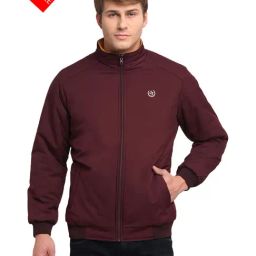 Cantabil Wine & Yellow Full Sleeves Reversible Jacket-image-49