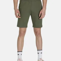 Puma Olive Green Cotton Printed Slim Fit Shorts-picture-35