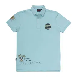 Gini & Jony Boys Sky Blue Cotton Printed Polo T-Shirt-picture-23