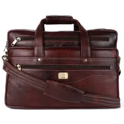HiLEDER Brown Textutred Large Leather 17 inch Laptop Bag-image-67