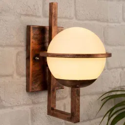 Homesake Vintage White & Brown Metal Wall Sconce Lamp (Bulb not included)-image-6