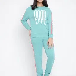 Lil Tomatoes Kids Sea Green Printed Full Sleeves Tracksuit-image-64