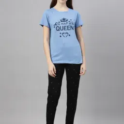 Kryptic Blue & Black Printed T-Shirt With Pyjamas-image-50