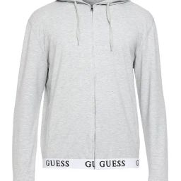 Guess Grey Solid Hooded Neck Hoodie-3