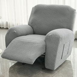 HOKIPO Grey Jacquard Recliner Cover With Arms-image-42