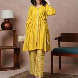 Globus Yellow Embroidered Co-Ord Set-image-33