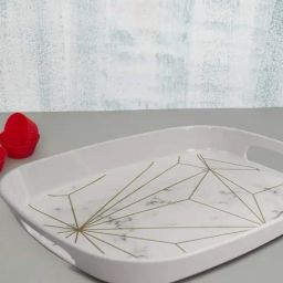 Stehlen White Melamine Oval Serving Extra Large Tray with Handle-image-24