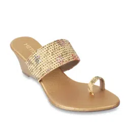 Metro Women's Antique Gold Toe Ring Wedges-picture-7