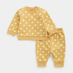 mothercare Girls Floral Printed Pure Cotton Sweatshirt With Joggers-image-7