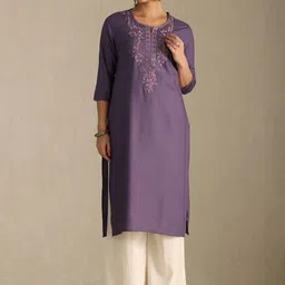 Soch Women Floral Embroidered Thread Work Straight Kurta-image-86