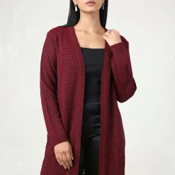 Soch Maroon Regular Fit Self Pattern Shrugs image 5