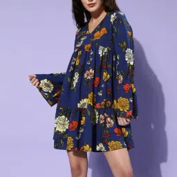 KASSUALLY Navy Floral Print Shift Dress-image-29