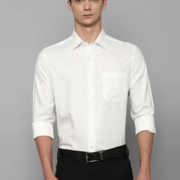 Louis Philippe Cream Cotton Slim Fit Printed Shirt-image-18