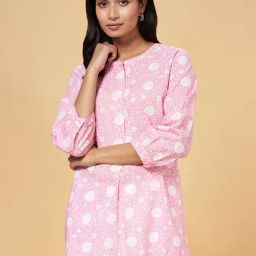Akkriti by Pantaloons Pink Cotton Floral Print Tunic-picture-20