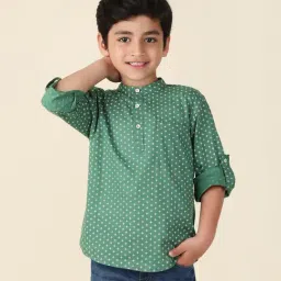 Fabindia Teal Cotton Printed Short Kurta-image-95