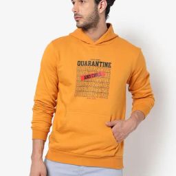 Campus Sutra Mustard Cotton Regular Fit Printed Hooded Sweatshirt-image-35