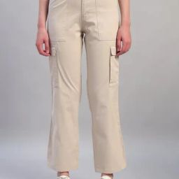 Cantabil Beige Regular fit Solid Cargo Trousers-19