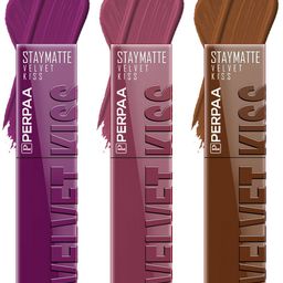 PERPAA Set of 3 Velvet Kiss Waterproof Matte Liquid Lipstick -3.5 ml Each -Shades 03-04-11-46