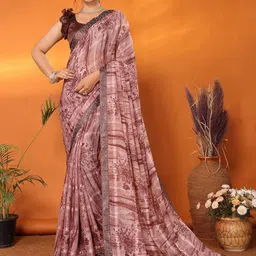 Lookmark Floral Printed Beads and Stones Pure Georgette Saree-image-77
