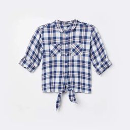 Fame Forever by Lifestyle Girls Blue & White Cotton Checks Woven Top-image-44