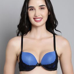 MAKCLAN Colourblocked Medium Coverage Underwired Lightly Padded Anti Odour Plunge Bra-14