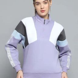 Rock.it Purple Regular Fit Colour-Block Sweatshirt-image-9
