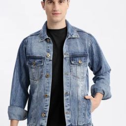 SHOWOFF Blue Denim Slim Fit Solid Jacket-picture-44