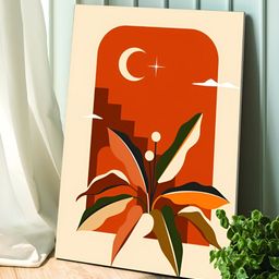 Myntra Elegant Homes Boho Tropical Moon Art Canvas Painting-image-56