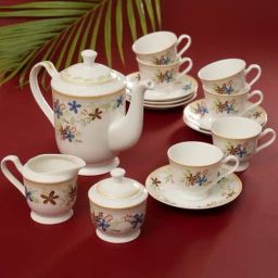 JCPL Printed White Ceramic Tea Set of 15-11
