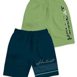 HELLCAT Kids Blue & Green Printed Shorts (Pack Of 2)-image-95