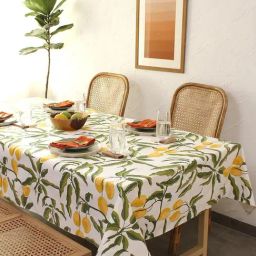 House This Amra Yellow Cotton Floral Table Cloth-image-24