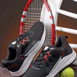 Asian Men's Black Running Shoes-image-11