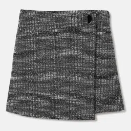 Elle Girls Grey Pure Cotton Textured Skorts-image-93